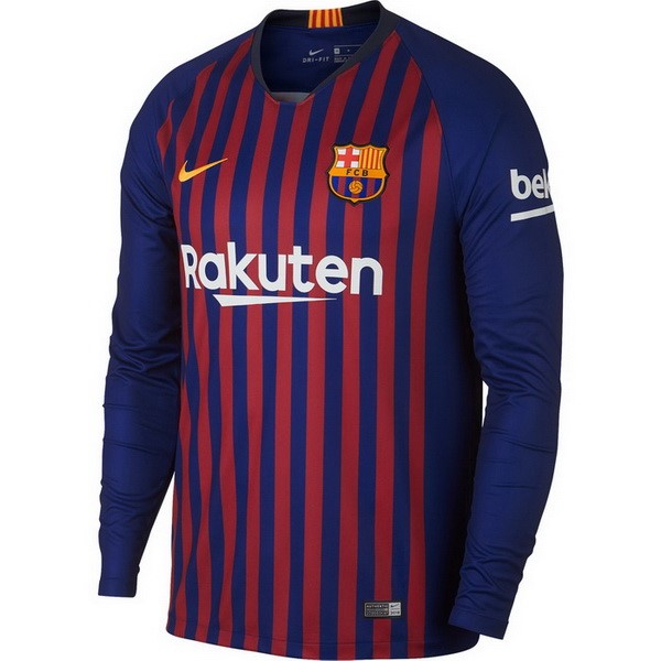 Camiseta Barcelona Replica Primera Ropa ML 2018/19 Rojo Azul